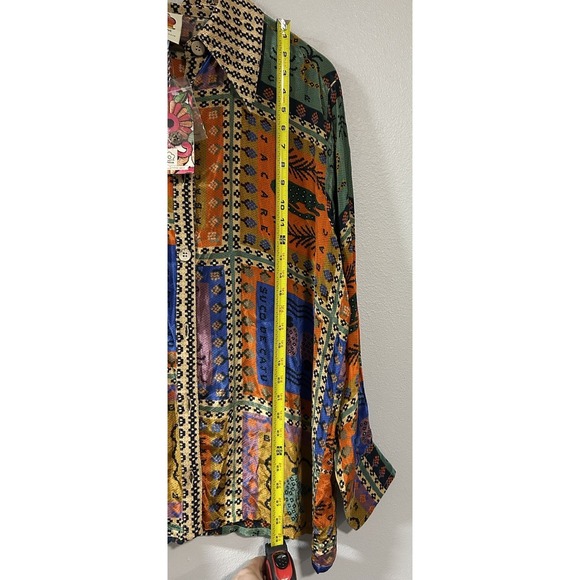 Farm Rio Anthropologie Top Women's XL Button Dotted Patchwork Scarf Print NWT - Picture 14 of 16